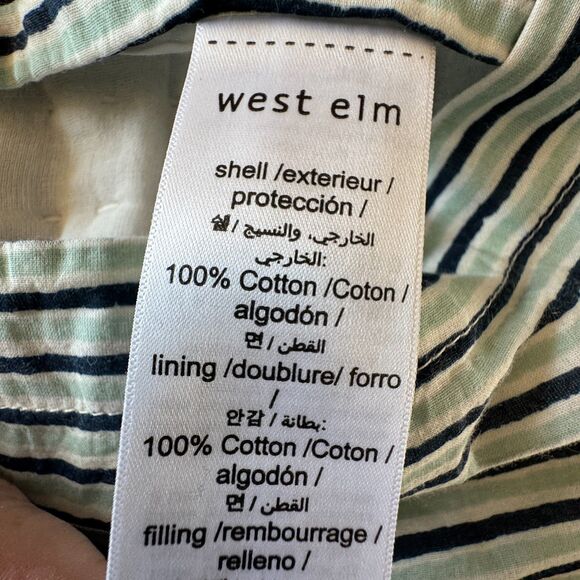 West Elm + Rhode Mushroom Floral Stripe Reversible Cotton Percale Euro Sham - Picture 8 of 8